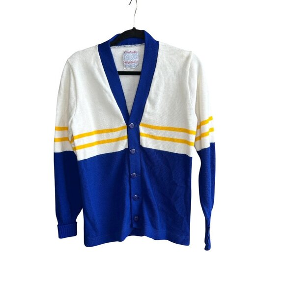 Vintage 70s Spirit Leaders Cheerleader Knit Varsity Cardigan Sweater - Picture 4 of 7